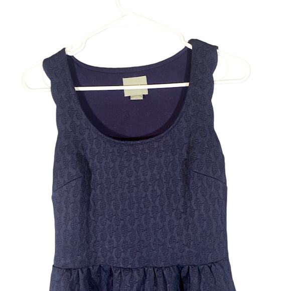 Maeve Anthro Navy Blue Textured Knit Scalloped Caye Shift Dress Women Sz XS - Picture 3 of 9